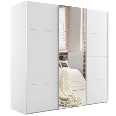 Эста 3-х дверный Медиум (4 посредине) (4 Зеркала / 8 ЛДСП) (Белый снег 2400х2400х660 Стандарт Эста)